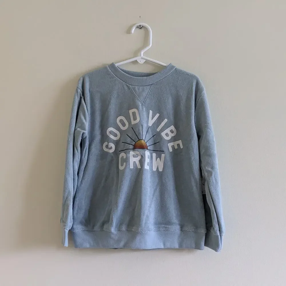 Little Co. Terry Cloth Sweatshirt Size 5 Blue Good Vibe Crew Sun Lauren Conrad